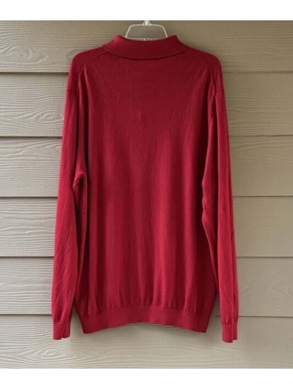 Turnbury Men's Extra Fine Merino Wool Dark Red Long Sleeve Polo Sweater Size 2XT - Picture 6 of 9